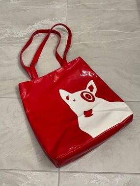 Vintage Target Bullseye Dog Graphic Vinyl Tote Bag